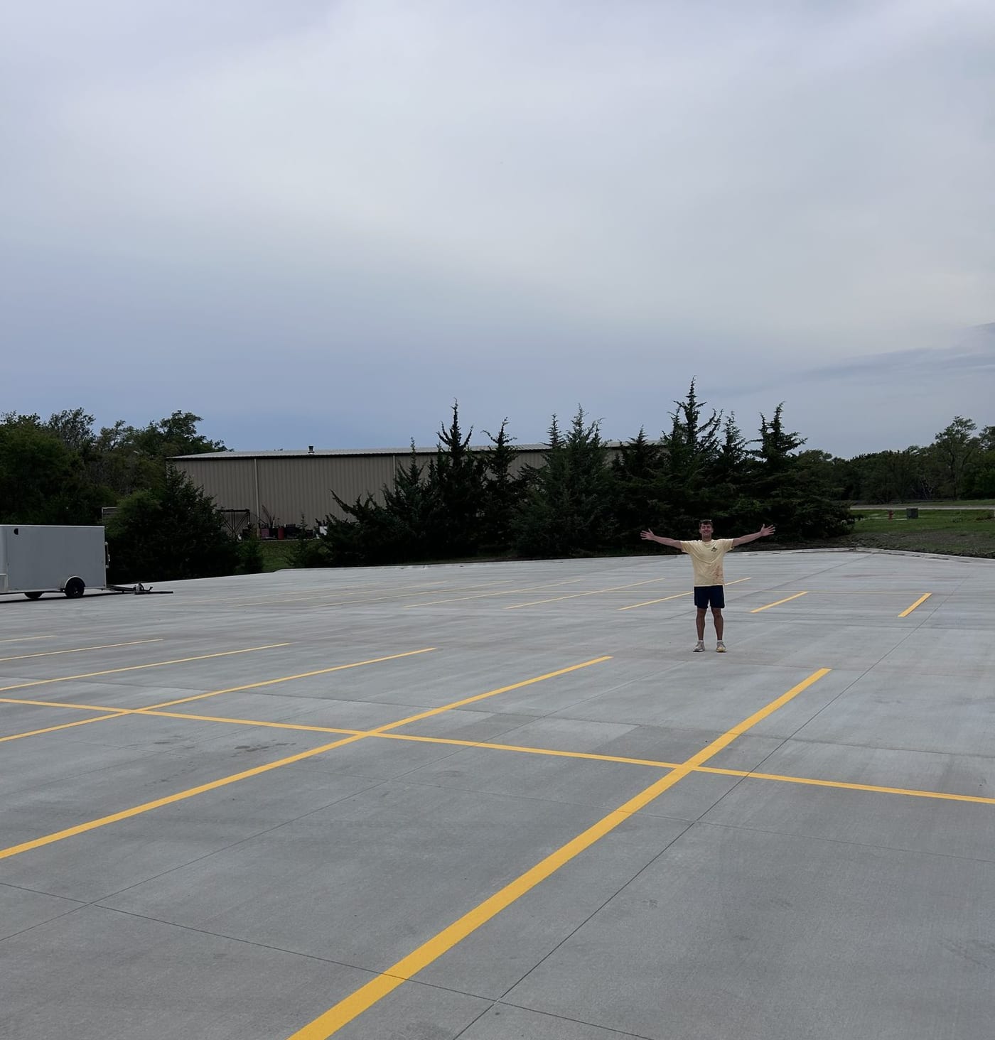 Freshly striped new-construction lot
