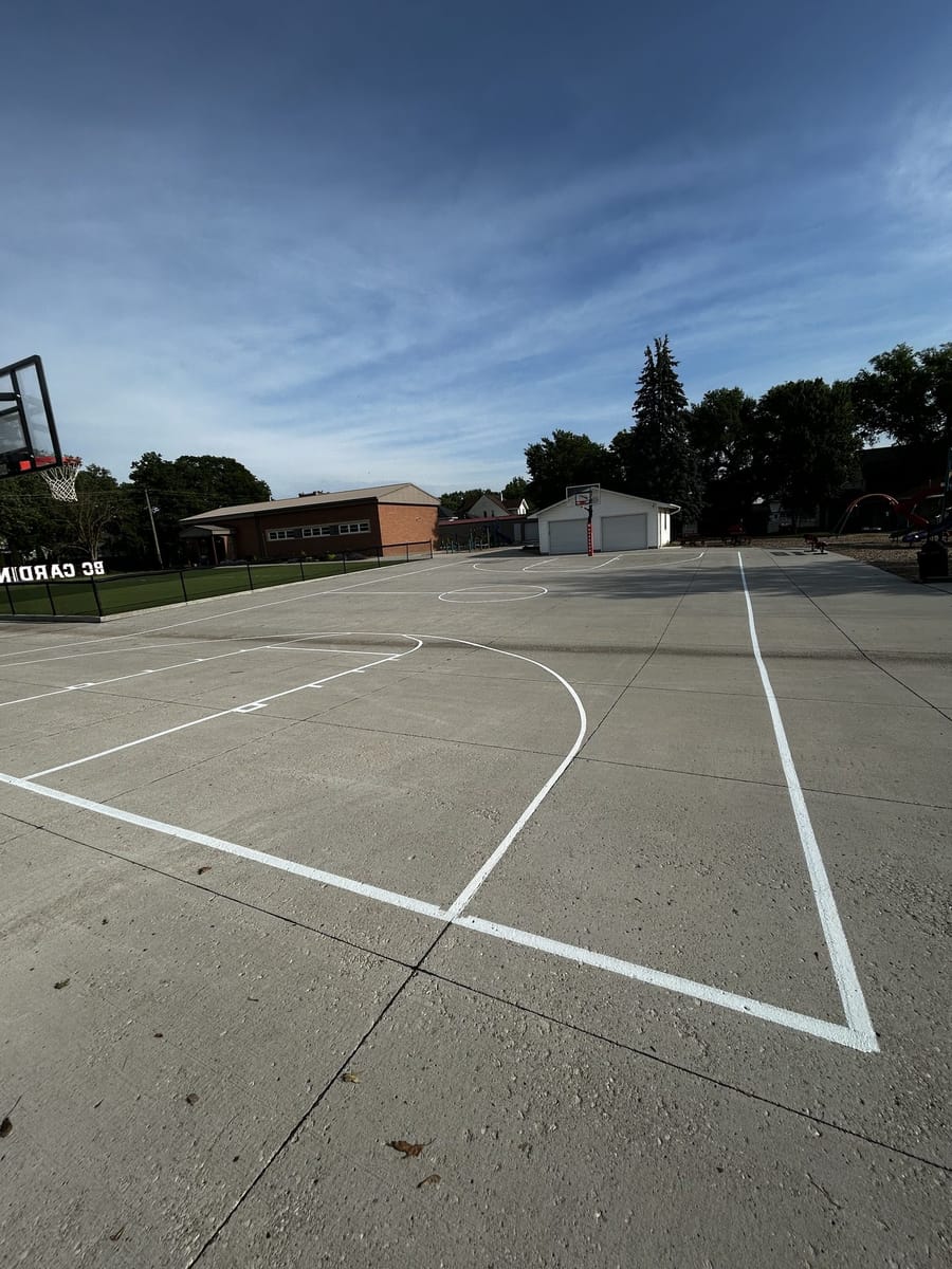 Fresh basketball court markings