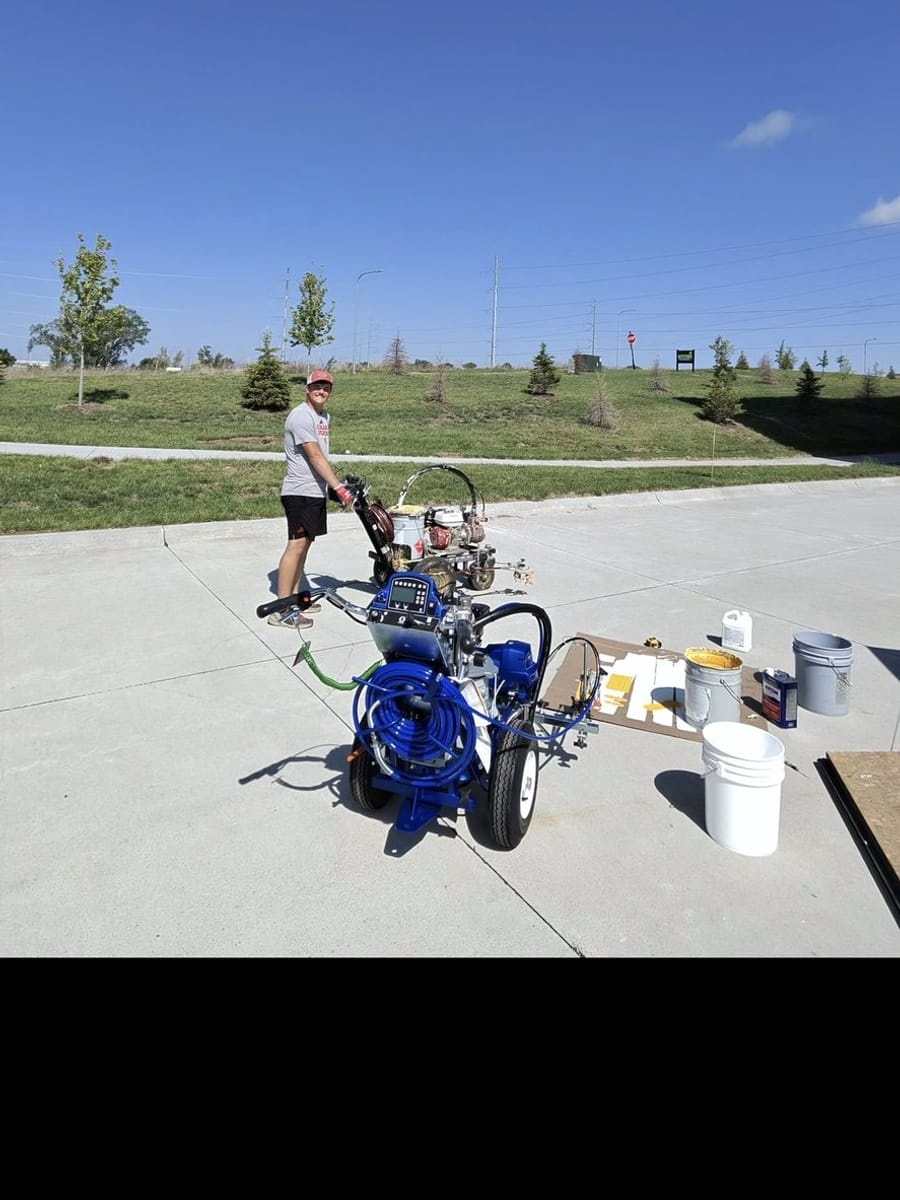 Striping equipment on site