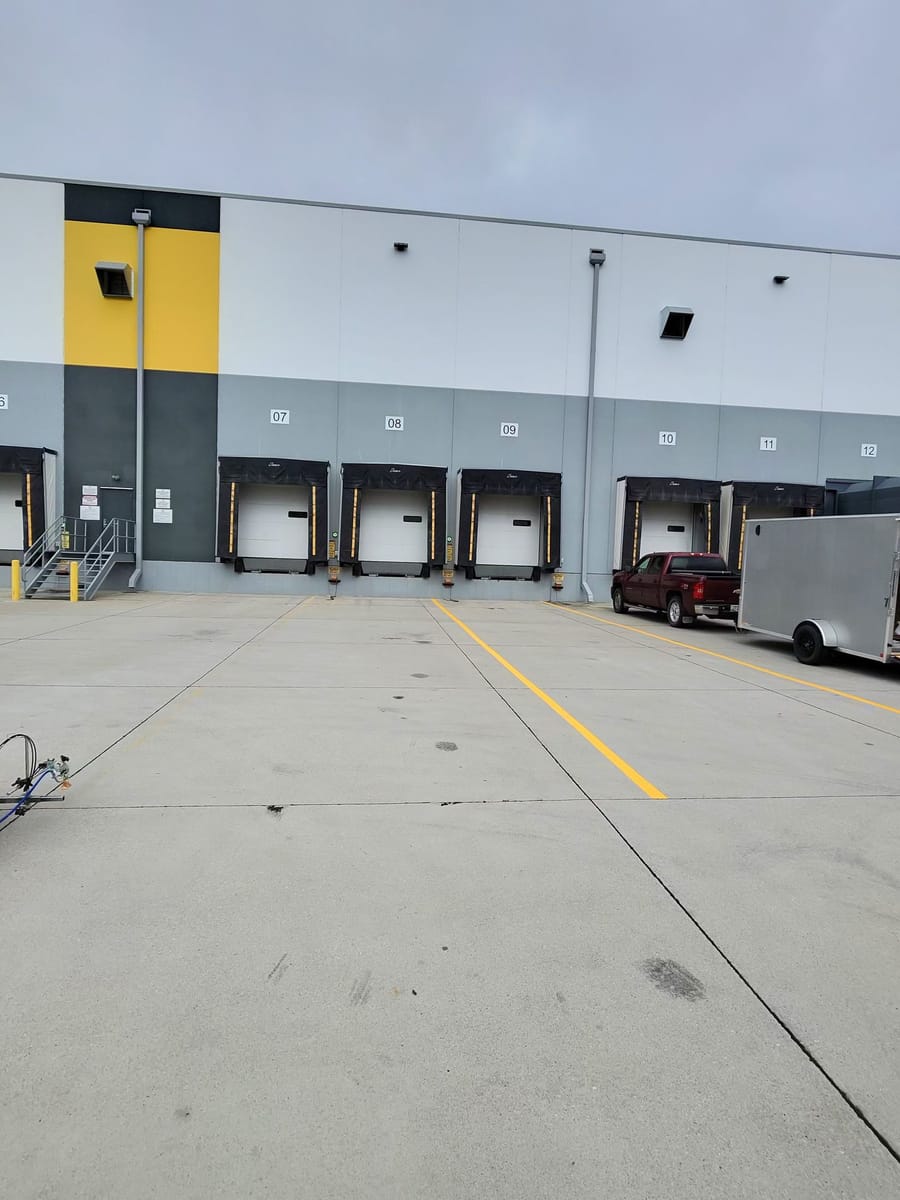 Warehouse loading-dock lot striping