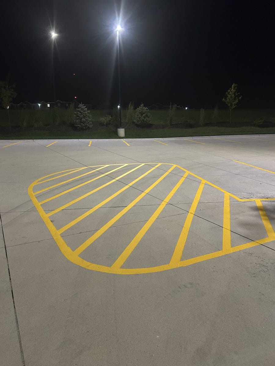 Custom yellow stencil, night